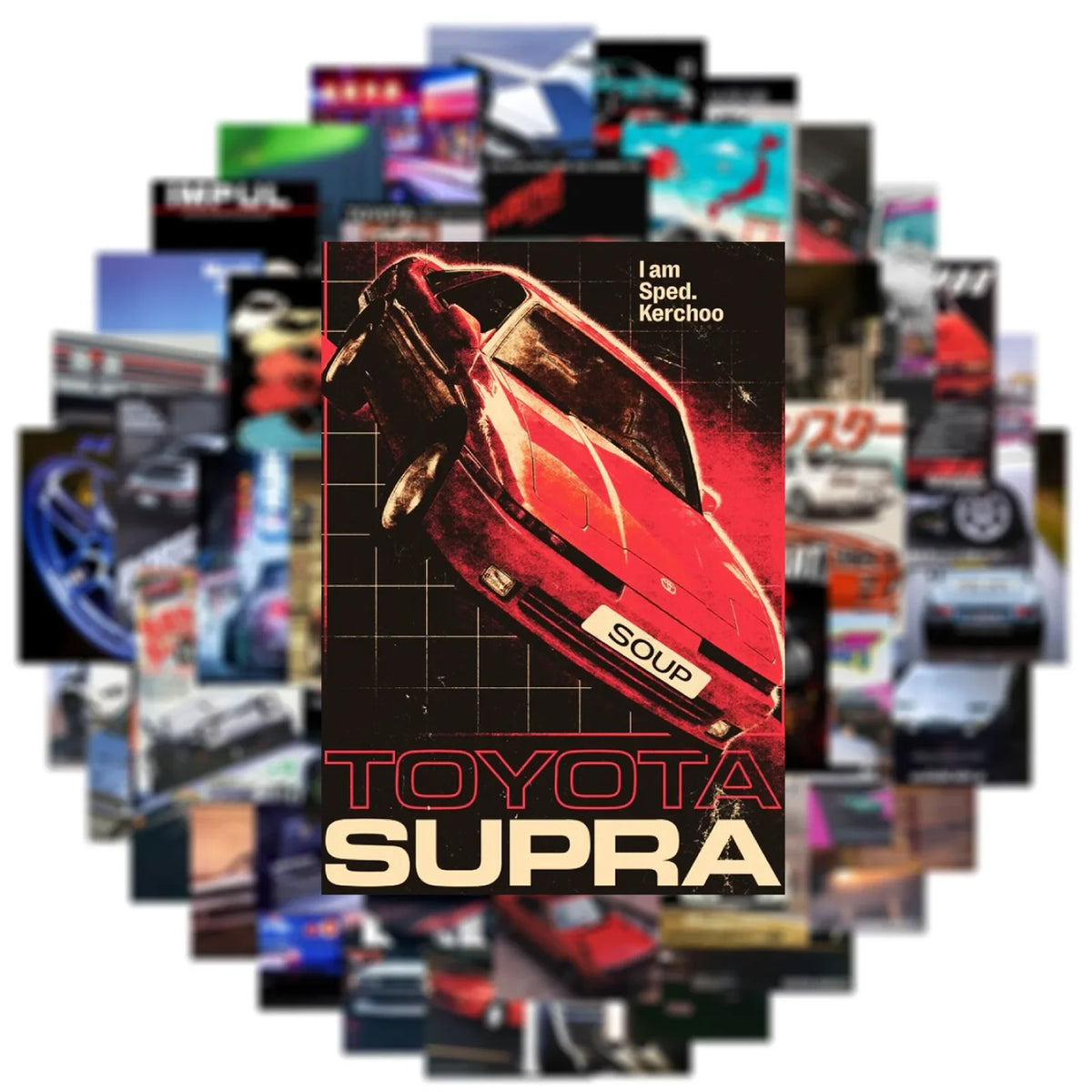 10/30/50PCS New Fashion Cartoon JDM Car Poster DIY Skateboard Laptop Graffiti Cup Waterproof PVC Creative Toy Sticker Wholesale