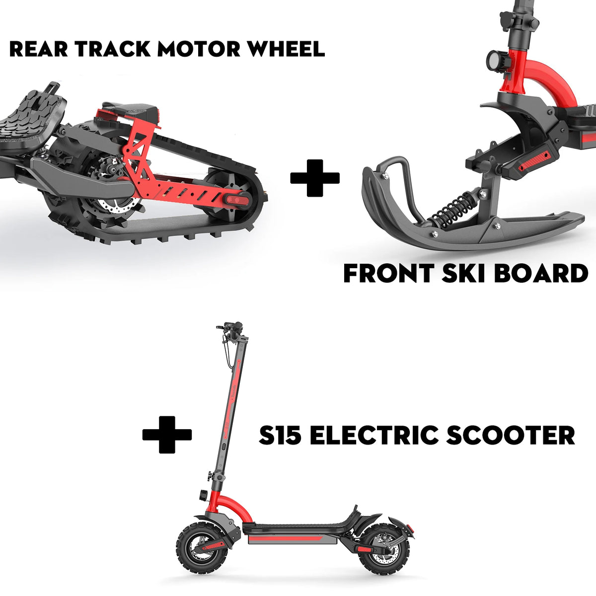 3-in-1 45Km/h Winter sled 48V 20Ah 2000W Motor Electric Snow Scooter with snow kit for All Terrain Off Road Tracked