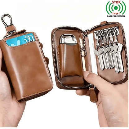 Genuine KeyChain Car Key Unisex Key Bag Multifunction Organizer Wallet Holder Smart Housekeeper Car Small Key Case Keys