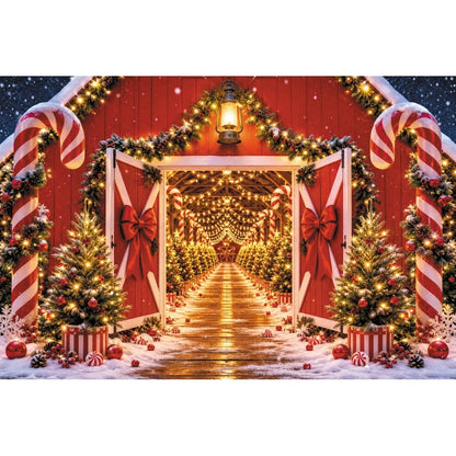 Winter Christmas Red Screen Snowman Christmas Tree Theme Banner Backdrop, Christmas Party, Home Decoration Photography Backdrop