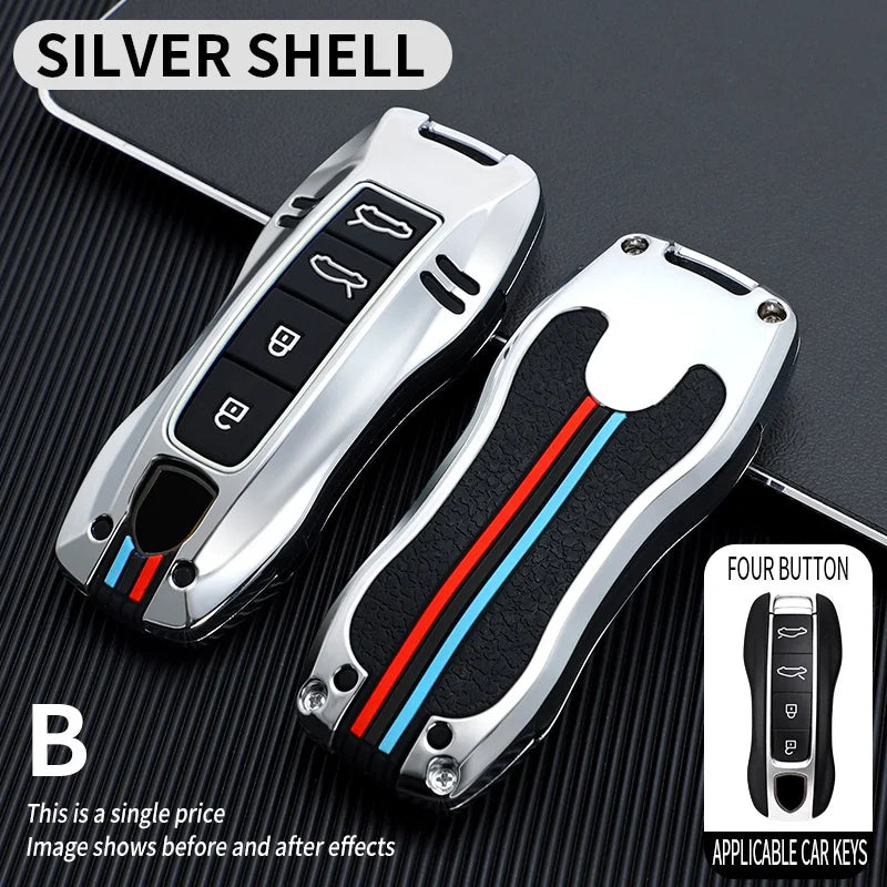 Zinc Alloy Key Fob Protective Cover, Smart Key Case Shell For Porsche Cayenne Panamera 911 992 Taycan, Auto Key Accessories