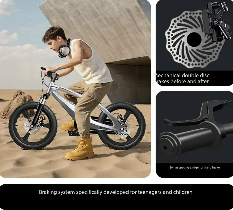 Kids Magnesium Alloy Frame Bicycle Shock Absorbing Dual Disc Brake Lightweight Children Bike for 3-6-8-10 Years Old Boys Girls