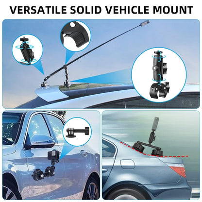 Suction Car Mount for Insta360 X5,X4, X3, X2, One RS,R for GoPro Camera Suction Mount Kit for Action Cameras Selfie Stick