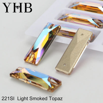 YHB Top Quality Cosmic Baguetee Glass Crystal AB Moonlight Sewing Stones Flatback Sew on Rhinestones For Garment Clothes Bags