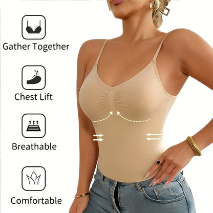 1pc Women‘s Camisole Breathable Shapewear Tops Tummy Control Built In Bra Tank Shaping Body Shaper Slimming Cami Vest Corset