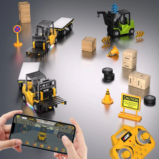 App Control / rc 1:64 Mini Remote Forklift, Alloy Variable Speed with Lighting and Sound Effects, Boy Gift