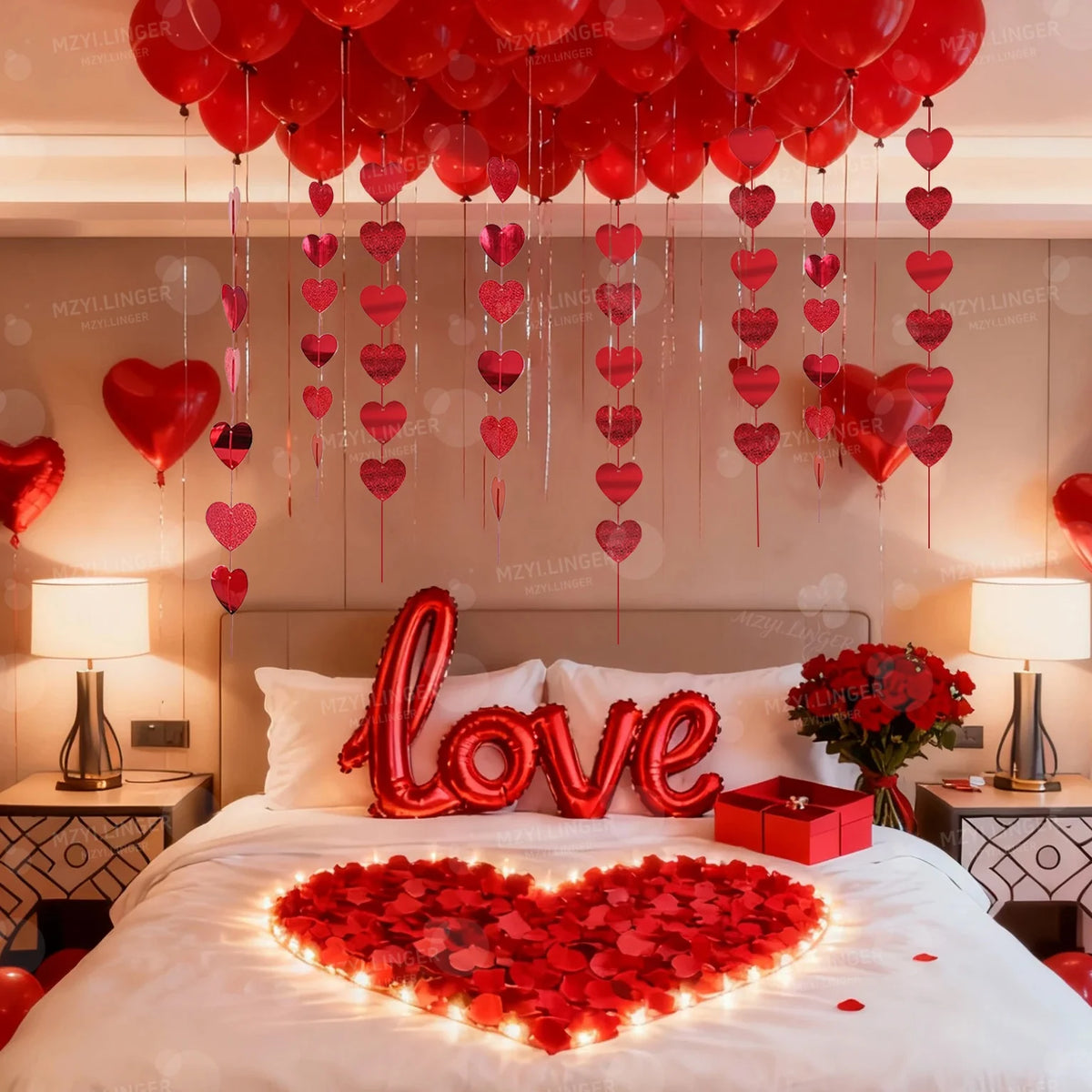 LOVE Balloon Set Love Pendant Decoration Red Heart Balloon for Valentine's Day Proposal Wedding Birthday Decoration