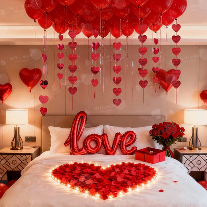 LOVE Balloon Set Love Pendant Decoration Red Heart Balloon for Valentine's Day Proposal Wedding Birthday Decoration