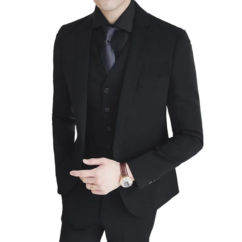 New Style Suits (Blazer+ Vest + Pants) Men's Fashion Business Wedding Gentleman Full Professional Interview Formal Casual Suit