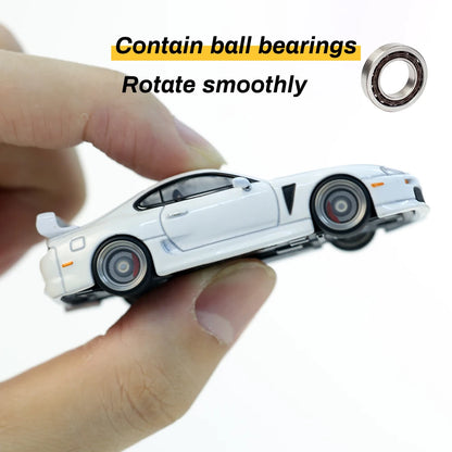 Kicarmod 1/64 10.5mm Alloy Model Wheels with Magnetic Hub Caps-with Rubber Tires for Tomica Custom Diecast Cars