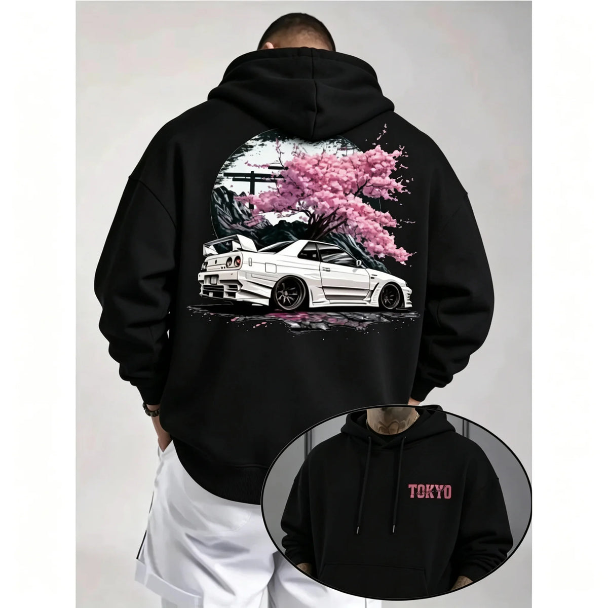 JDM Tokyo Drift Car hoodie Unisex Oversized Japanese hoodie Sakura Graphic Tee Y2K Aesthetic hoodie men clothing streetwear