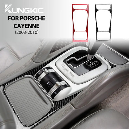 Real Soft Carbon Fiber Sticker For Porsche Cayenne 2003 2004 2005 2006 2007 2008 2009 2010 Gear Shift Panel Interior Accessories