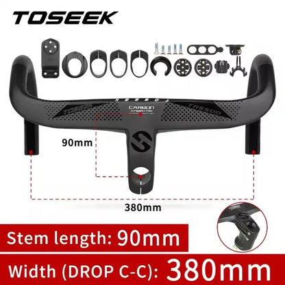 TOSEEK TR5500 T800 Carbon Bicycle Handlebar Road Bike Integrated Handlebar Di2 With Computer Holder Internal Cable Routing