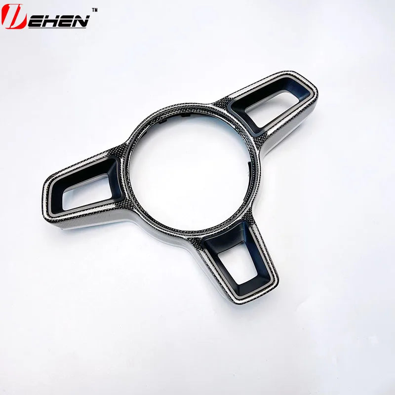 For Porsche Macan Cayenne Panamera 718 918 911 Car Interior Steering Wheel Cover Trim Accessories Carbon Fiber Texture