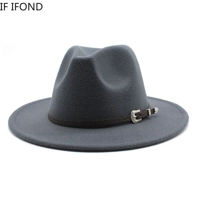 British Style Felt Jazz Fedora Hat 59-61CM Size Panama Trilby Hats for Women Men Gentleman Wedding Party Hat