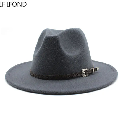 British Style Felt Jazz Fedora Hat 59-61CM Size Panama Trilby Hats for Women Men Gentleman Wedding Party Hat
