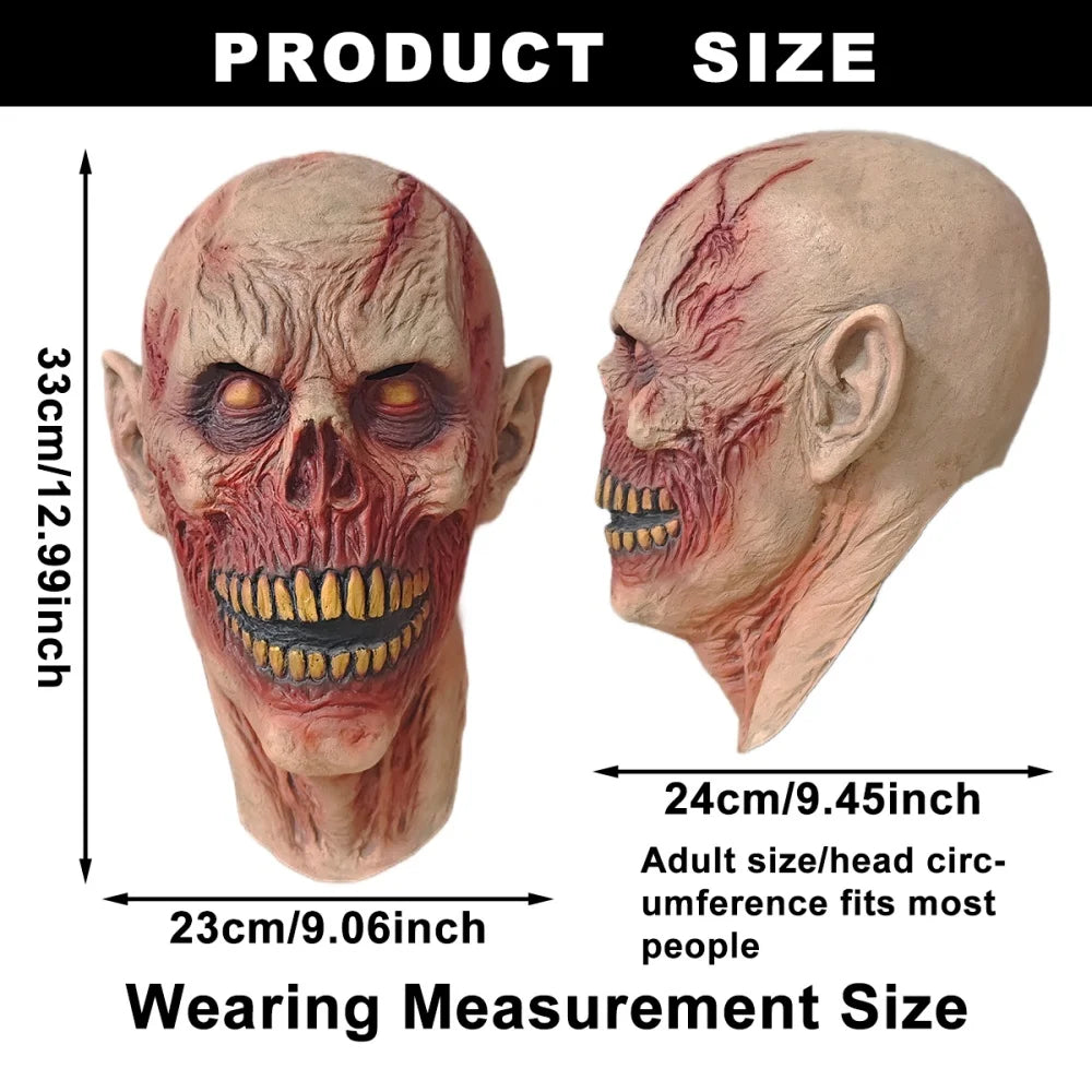 Scary Halloween Latex Skull Mask Undead Zombie Horror Cosplay Costume Prop For Haunted House Prank Party Decor