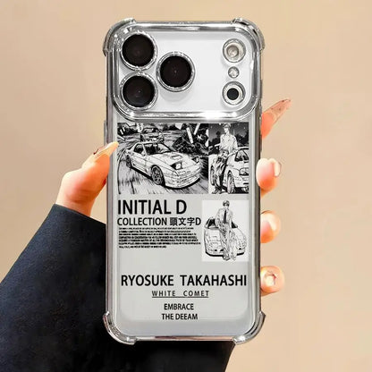 Initial D Car Anime Phone Case for iPhone 16e 17 Air 16 15 14 Plus 13 12 11 Pro Max Clear Cover
