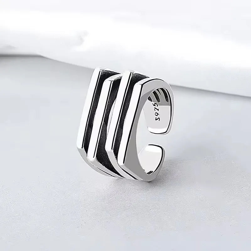 PANJBJ 925 Sterling Silver Geometry Crystal Ring For Women Ellipse Exaggerated Punk Water Drop Open Jewelry Gift Dropshipping