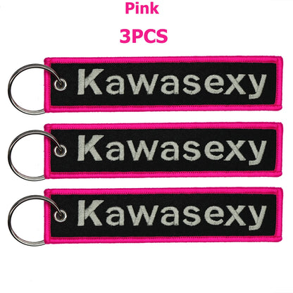 JDM Kawasexy Logo Key Chain For Kawasaki Motocycle Key Ring Cars Keychain Gifts Double Sided Embroidery Fashion Keychain