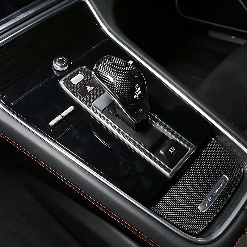 For Porsche Panamera 971 2017-2021 For Cayenne 2018-2023 Real Carbon Fiber Car Center P Button Part Cover Trim Car Accessories