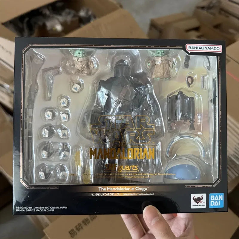In Stock Genuine Bandai Star Wars Model Kit SHF The Mandalorian&Grogu Anime Action Figure Collection Finished Model Toys Gifts