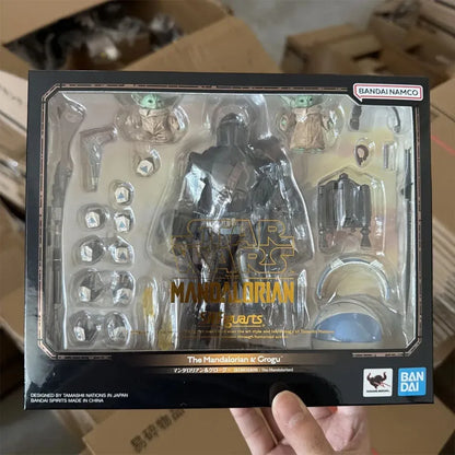 In Stock Genuine Bandai Star Wars Model Kit SHF The Mandalorian&Grogu Anime Action Figure Collection Finished Model Toys Gifts