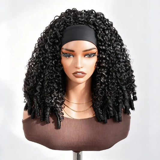 32 Inch Burmese Curly Headband Wig Human Hair 250% Density Machine Made Wig Natural Color Brazilian Prepluck Human Hair Wig