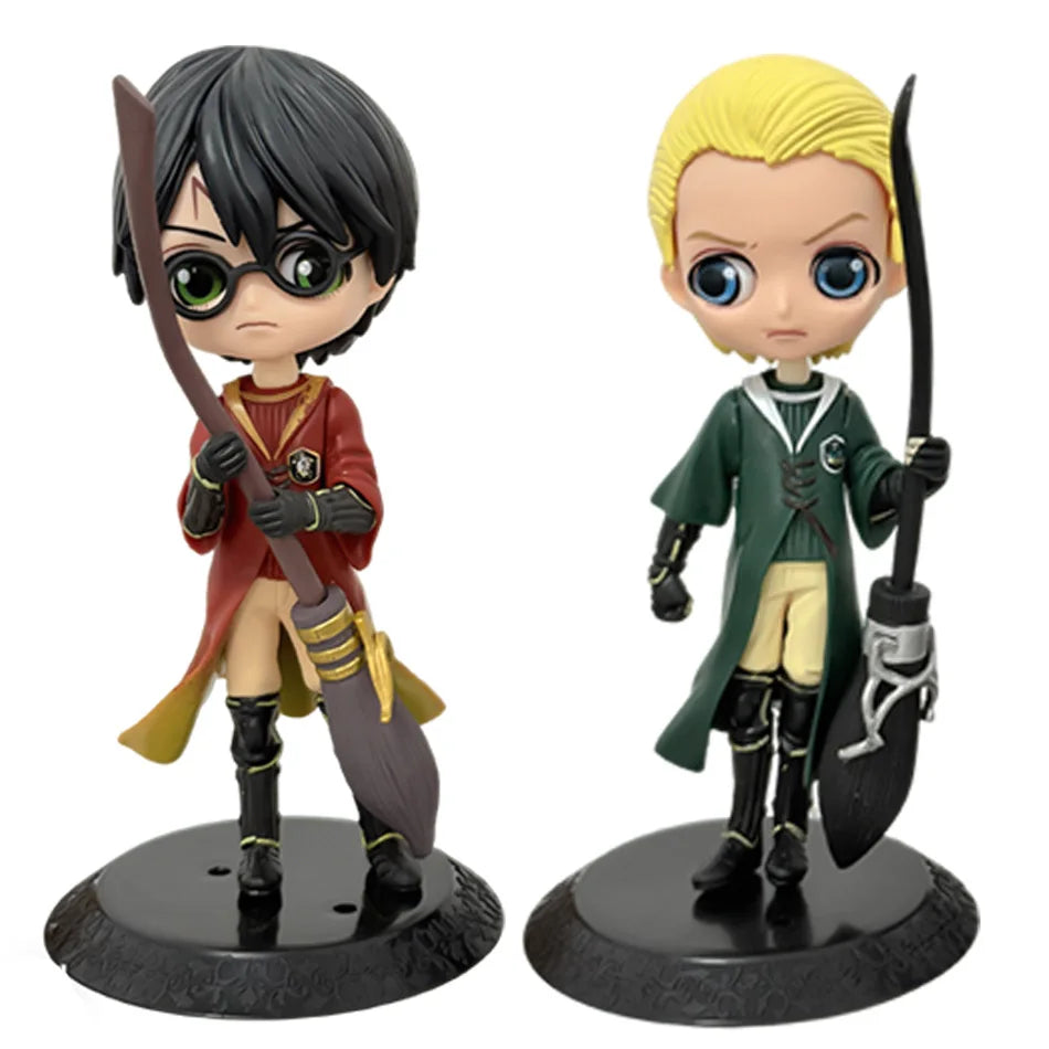 Anime H-arryed Q Version Pottered Action Figures Hermione Ron Malfoy Snape Collectible PVC Model Statue Desktop Decoration Gift