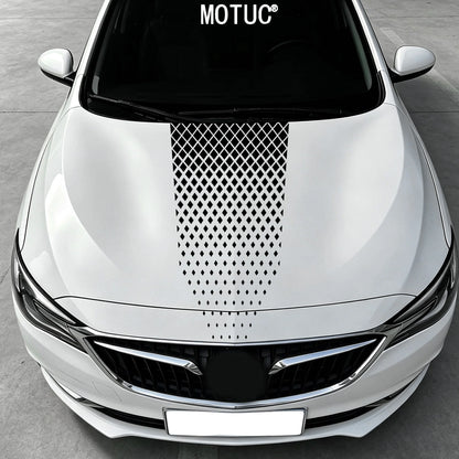 Diamond Rhombus Mesh Engine Hood Sticker Universal Car Hood Decal Self‑Adhesive Waterproof Cool Auto Exterior Tuning Accessory