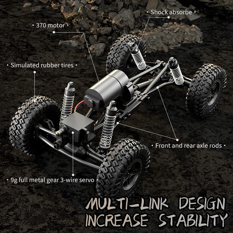 1/18 RC Climbing Car 4WD Off-road Remote Control Vehicle RTR Rock Crawler Big-wheel 4x4 Electric Truck Model Toys for Kids
