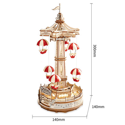 Robotime Magic Amusement Park Wooden Toys DIY Music Box Moveable 3D Wooden Puzzle for Kids Gifts for Christmas EA