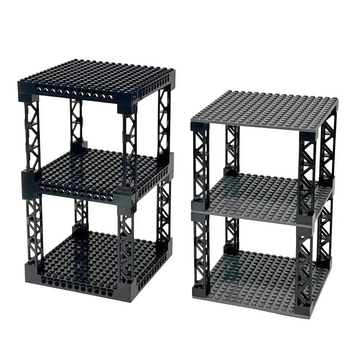 IDEAMOC 3pcs Baseboards and 8pcs Black Pillars Building Blocks DIY Toys 12.6*12.6cm Baseplate Black Pillars Asst