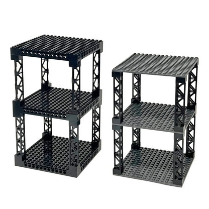 IDEAMOC 3pcs Baseboards and 8pcs Black Pillars Building Blocks DIY Toys 12.6*12.6cm Baseplate Black Pillars Asst