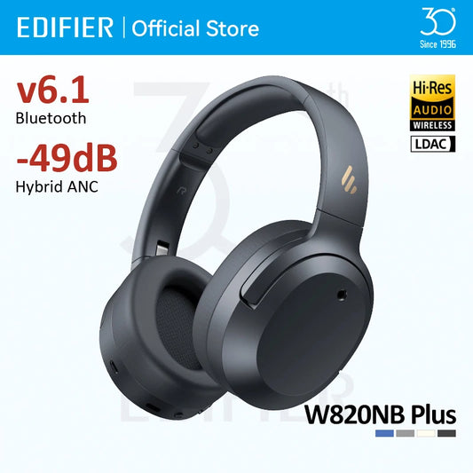 Edifier W820NB Plus(2025 Ver.) ANC Wireless Headphone Bluetooth 6.1 Over-ear Headset -49dB Noise Canelling Earphone Hi-Res Audio