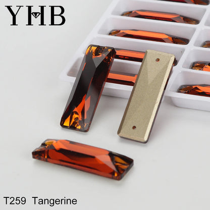 YHB Top Quality Cosmic Baguetee Glass Crystal AB Moonlight Sewing Stones Flatback Sew on Rhinestones For Garment Clothes Bags