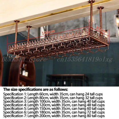 Metal Stemware Wine Glass Rack Hanging Ceiling Cup Holder Organizer Storage Rack For Home Bar Restaurant Wine Display Stand