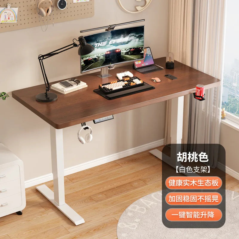 Electric Height Adjustable Computer Desk Solid Wood Study Table Home Office Desk E Sports Gaming Workbench Lab Bench Science