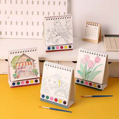 Bview Art Creative Kids Spiral Gouache Painting Set with Paints, DIY Coloring Doodle Book & Tabletop Art Kit