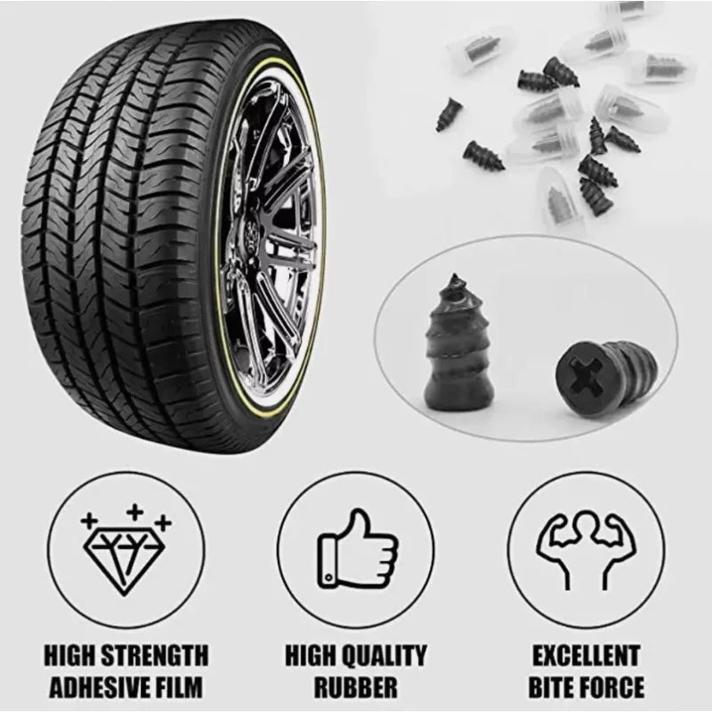 60pcs Tire Repair Kit with Screwdriver Storage Box DIY Flat Tire Repair Car Truck Motorcycle Home Bike Plug Patch Rubber Nails