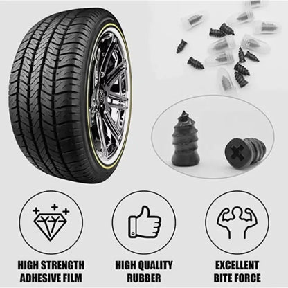 60pcs Tire Repair Kit with Screwdriver Storage Box DIY Flat Tire Repair Car Truck Motorcycle Home Bike Plug Patch Rubber Nails
