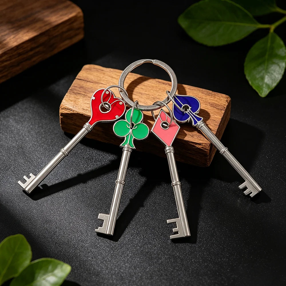 Resident Evil 2 Remake RPD Key Square Plum Heart Keychains Keyring for Men Key Holder Collectible Gift Fan Gear