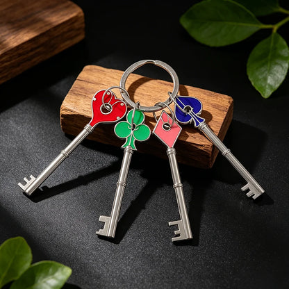 Resident Evil 2 Remake RPD Key Square Plum Heart Keychains Keyring for Men Key Holder Collectible Gift Fan Gear