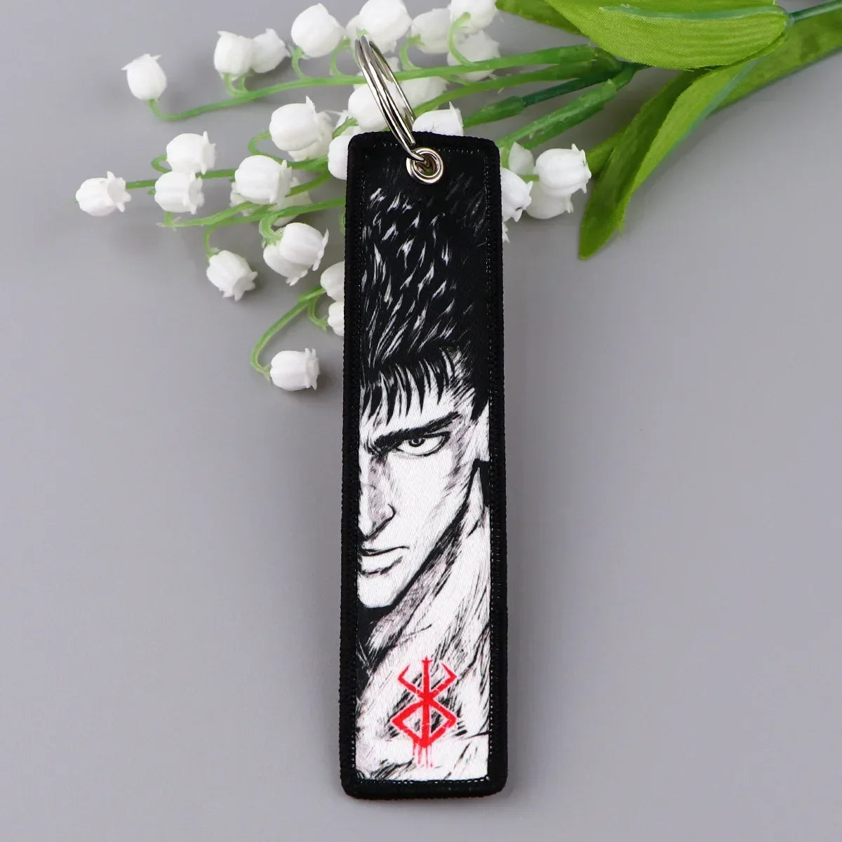 Japanese Anime Double Sided Embroidery Cartoon Keychain Car Backpack Key Ring Jewelry Accessories Gift