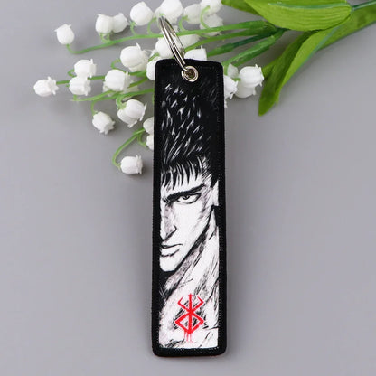 Japanese Anime Double Sided Embroidery Cartoon Keychain Car Backpack Key Ring Jewelry Accessories Gift