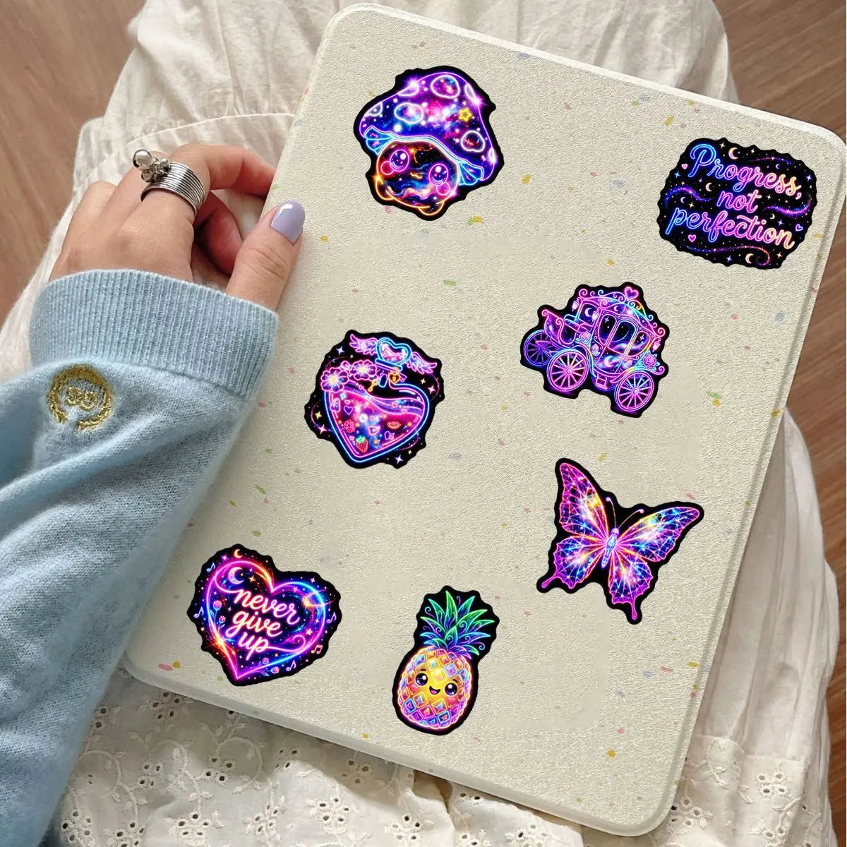 50-Pack Waterproof Neon Graffiti Stickers for Luggage Guitar Skateboard Fridge - Cool Student Stationery Decorative Decals