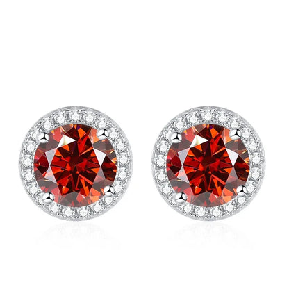 Tezzc Moissanite Stud Earrings for Women 925 Sterling Silver Green Blue Pink Red Black Blue Sparkling Moissanite Studs Earring
