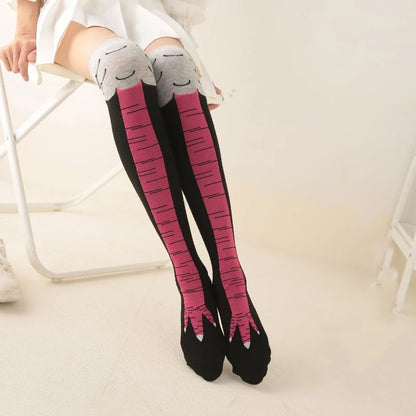 Funny Chicken Paw Stocking Over-knee 50/70CM Pressure Long Stocking for Women Personalized Realistic Chicken Feet Sports Socks #