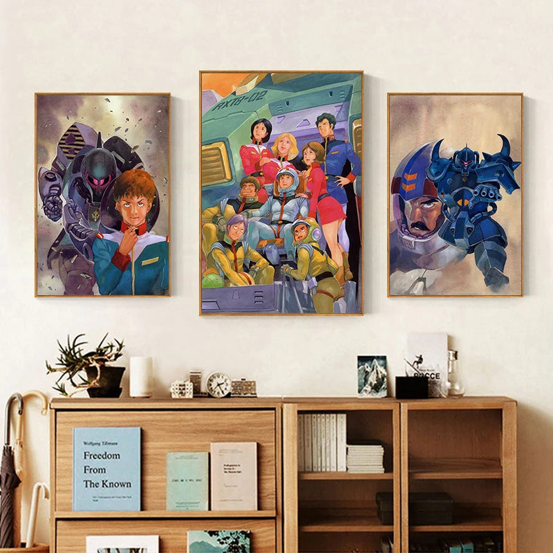 Gundam UC 0079 Frameless Canvas Print  Amuro RX-78 Poster Merchandise - Decorative Wall Art for Bedroom and Headboard