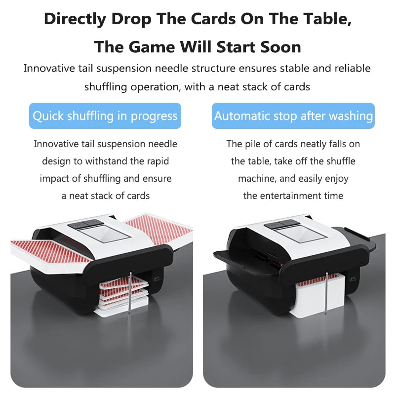 2000mAh Automatic Card Shuffler Rechargeable Electric Poker Card Shuffling Machine Auto Mixer Tool Device for Home Party Camping